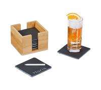 Posavasos pizarra Set 8 posavasos con estuche bambú Platos sushi etiquetables