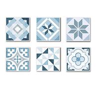 Posavasos Set de 6 ud Tamaño 10x10 cm con Estampado Original Tacto Blando y Suave de 2 mm de Grosor (Eileen Azul)