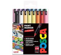 Posca 16 rotuladores permanentes a base de agua PC-1MR, 0,7 mm, ultrafinos, 16 unidades