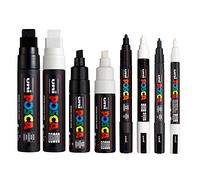 POSCA - Bolígrafos (PC-17K, PC-8K, PC-5M, PC-3M) (8 unidades), color blanco y negro