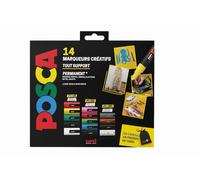Posca Estuche 14 rotuladores de pintura PC-5M – Punta media, colores opacos, a base de agua