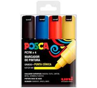 Posca Rotuladores PC-7M - Base agua - Colores básicos - Estuche 4 uds