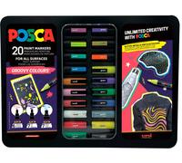 Posca Maletín Groovy Colours con 20 Marcadores de Pintura Surtidos en Color y Trazo