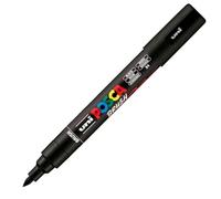 Posca Rotulador PC5BR – Punta de cepillo mediano semiflexible, pintura a base de agua, negro