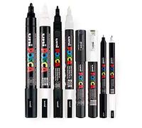 Posca Negro Blanco - Fino a Medio Conjunto de 8 Bolígrafos (PC-5M, PC-3M, PC-1M, PC-1MR)