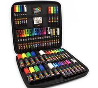 Posca - PC-17K / PC-7M / PC-5M / PC-3M / PC-1M / PC-1MR - Rotuladores artísticos de pintura - Estuche rígido de viaje de 54