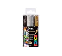 Posca PC-1M - Pack de 4 rotuladores de pintura al agua | Punta extrafina de 0,7-1 mm, para todas las superficies, pigmentos ricos, embalaje biodegradable