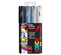 Posca PC-1M Paint Marker Art Pen - 0,7 mm - Tonos grises - Juego de 4 bolígrafos en una cartera