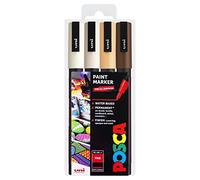 Posca PC-3M - Rotuladores de pintura (0,9-1,3 mm), tonos neutros cálidos, juego de 4 bolígrafos en cartera