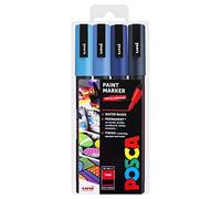 POSCA PC-3M Rotuladores de Pintura Artísticos - 0,9-1,3mm - Tonos Azules, Juego de 4 Rotuladores en Cartera