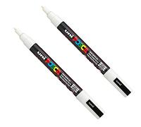 Posca PC-3M - Rotuladores de pintura (punta de 0,9 a 1,3 mm), tinta blanca, 2 unidades