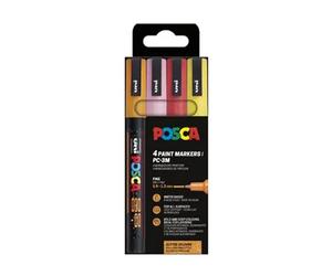 POSCA PC-3ML pack rotuladores con purpurina (redondos de 0,9 a 1,3 mm) 4 unidades