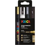 Posca pc-5m negro, oro, plata, blanco 4 pieza(s)