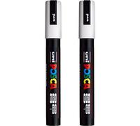 Posca PC-5M - Rotuladores de pintura (punta de 1,8 a 2,5 mm, tinta blanca, 2 unidades)
