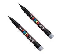 Posca PCF-350 - Rotulador de pintura con punta de pincel - Bolígrafo de metal para tela y vidrio - Negro - Paquete de 2