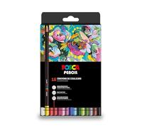 POSCA - Pencil estuche de 15 colores - Lápices de colores a base de aceite y cera - Fuerte intensidad cromática - Multisoportes - Representación mate y superponible - Mitsubishi Pencil