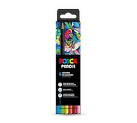 POSCA - Pencil estuche de 6 colores, lápices de colores a base de aceite y cera, gran intensidad cromática, multisoporte, acabado mate y superponible, Mitsubishi Pencil