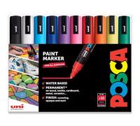 POSCA Pluma de pintura marcador permanente a base de agua - Uso multi-superficie - PC-5M, 1.8-2,5 mm Medio - Pack de 10