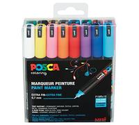 Uni-Ball uni POSCA PC-1MR, 16 pcs - Marcador (16 pcs, Negro, Azul, Oro, Verde, Naranja, Rosa, Rojo, Plata, Violeta, Blanco, Amarillo, Punta redonda, Multicolor, Negro, 0,7 mm, Tinta con base de agua)