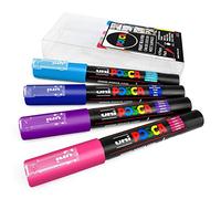 Posca Rotulador permanente a base de agua, multiuso en superficies, PC-1M, 0.7-1.0 mm, juego de 4 en cartera de regalo, tonos cielo nocturno