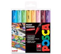 Posca Rotulador permanente a base de agua, multiuso en superficies, PC-1M, extrafino de 0,7 a 1,0 mm, juego de 8 en cartera de regalo, tonos primaverales