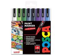Posca - Rotulador permanente a base de agua - Uso multisuperficie - PC-3M, punta fina de 0,9-1,3 mm - Juego de 8 en cartera de regalo - Tonos de invierno