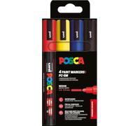 Posca Set rotuladores PC-5M 4 colores básicos – acrílicos permanentes punta redonda 1,8–2,5 mm