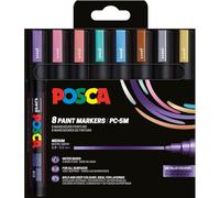 Posca Set de rotuladores 182557 – 8 rotuladores acrílicos metálicos PC-5M, punta 1,8-2,5 mm