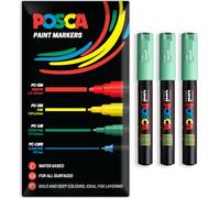 Posca Rotuladores de pintura acrílica a base de agua | Bolígrafo de pintura permanente multisuperficie | Paquete de 3 bolígrafos en embalaje de regalo | Vidrio, tela, lienzo, madera, etc. | PC-1M