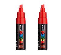 Posca Rotuladores de pintura PC-8K, punta biselada de 8 mm, tinta roja, paquete de 2