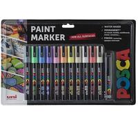 Posca Rotuladores PC-5M de punta de fieltro acrílico de colores permanentes para adultos y niños. Perfecto para colorear, tela, graffiti, acuarela, dibujo de contornos, ventanas y arte de cristal