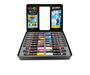 POSCA Set de 20 Marcadores Colores Surtidos en Caja Metálica Manga Hero