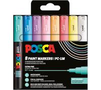 Posca Rotuladores PC-1MC – Pack de 8, pintura pastel, punta cónica 0,7-1 mm