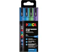 Posca Rotuladores PC-3ML con purpurina, punta redonda 0,9–1,3 mm, 4 unidades