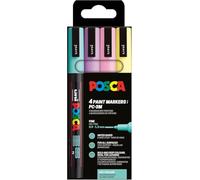 Posca Pack de 4 rotuladores PC-3M, punta redonda 0,9-1,3 mm, colores pastel