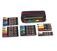 POSCA - Set rotuladores acrílicos XXL, 24 rotuladores con riñonera | Rotuladores acrílicos con puntas PC-1MC, PC-3M, PC-5M y PC-8K