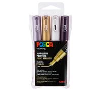 Posca Uni-Ball 186704 Uni Posca, Rotulador con Punta Extra Fina Redonda, Pack de 4 , color/modelo surtido