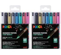 Posca Uni-Ball181709 - Marcador punta calibrada, juego de 8, color metálico (Paquete de 2)