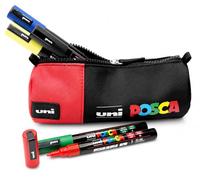 POSCA - Uni Mitsubishi Pencil - Estuche con 5 Rotuladores - Rotulador de Pintura Acrílica a Base de Agua - Para Cualquier Superficie - Papel, Textil, Vidrio, Guijarro, Madera