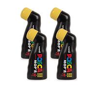 POSCA - Uni Mitsubishi Pencil - Marcador MOP'R - Punta redonda XXL 3-19 mm - Forma ergonómica, cuerpo semirrígido - Marcador de pintura a base de agua - Todo soporte - Amarillo X4
