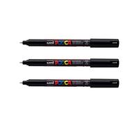 Posca Uni Mitsubishi Pencil PC1MR - Rotulador, Punta Extrafina Calibrada de 0,7 mm, Pintura A Base de Agua, para cualquier superficie (Papel, Textil, Vidrio, Guijarro y más), blanco (3 unidades)
