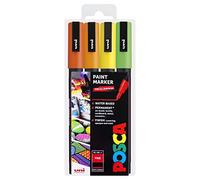 Posca Uni PC-3M - Rotuladores de pintura artística, 4 unidades, en estuche de plástico, tonos cítricos