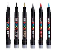 Posca Uni PCF-350 Cepillo Punta Marcador Pintura Arte Bolígrafo - Tejido Vidrio Metal Bolígrafo - The 6 más Popular Colores