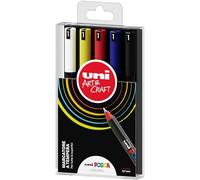 Posca - Uniposca - Juego completo con 5 rotuladores de punta extrafina, 0,7 mm, rotuladores acrílicos Uni Posca ideales como colores para niños y artistas, papelería, colores de tela y otras