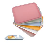 posionks 6 Bandejas Pequeñas para Servir, Bandejas de Plástico, 24,5 x 17,5 cm, Antideslizantes, para Cocina, Comedor, Cafetería (6 Colores)