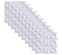 posionks Paneles de Pared Autoadhesivos 3D Blanco 30 x 30 cm Revestimiento de Pared Interior, 10 Piezas de Placas de Techo 3D Paneles de Pared de PVC Paredes de Juegos, Techo, Paneles decorativos con