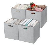 Posprica Cubos de almacenamiento de 30,5 x 30,5 cm, bandejas plegables, cestas, cajas de tela resistentes, 4 unidades, gris plateado
