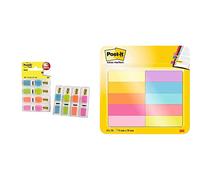 Post-It 3M Marcadores Adhesivos Para Libros Pack 10 X 50 Hojas - Notas Adhesivas De Papel De 12.7 X 44.4 Mm - Color Surtido + 70005040152 Dispensador 3+1 Índex 1/2%22%22
