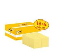 Post-It 653 Bloc Notas Adhesivas 100H 38x51mm Canary Yellow Paquete 16 Ud + 4 Ud Gratis