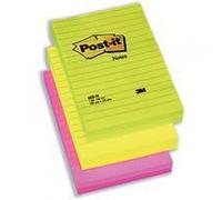 Post-It 660-N - Pack de 6 bloc de notas adhesivas, 102 x 152 mm, color multicolor, (amarillo / rosa / verde)